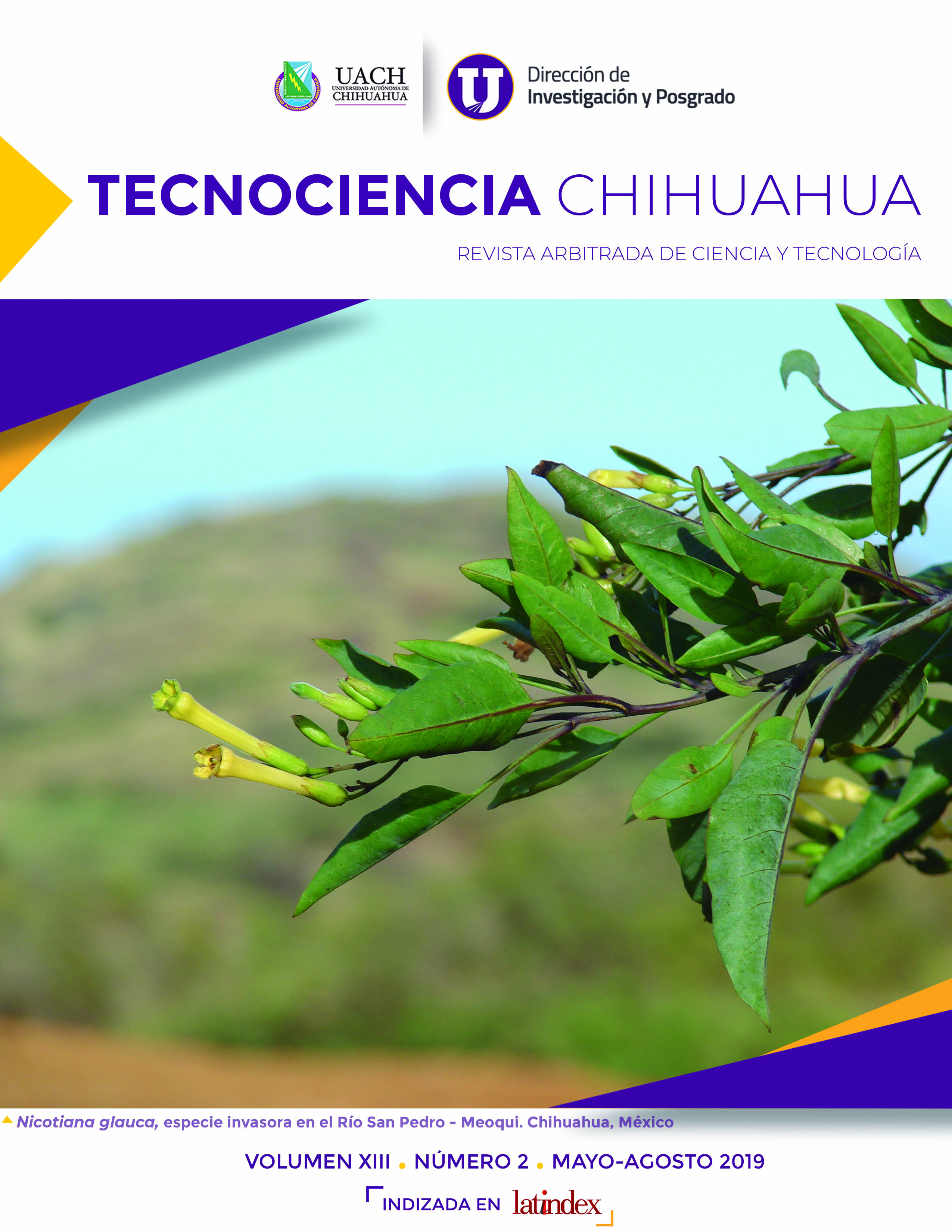 Portada TECNOCIENCIA CHIHUAHUA, Vol. 13, No. 2, Mayo-Agosto 2019